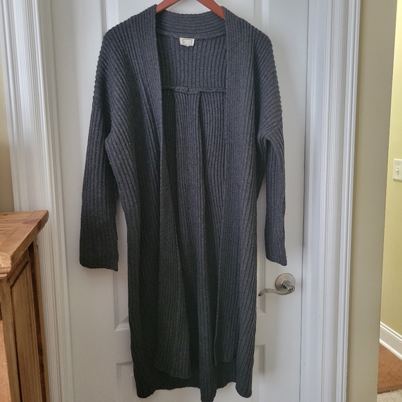 Mo:Vint Anthro Charcoal Gray Longline Open Thick Knitted Cardigan - Picture 2 of 3